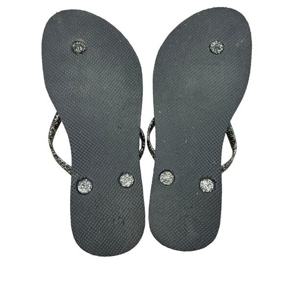 Old Navy Black Black Glitter Slip On Flip Flop Sandal Womens Size 7 M - Picture 9 of 10